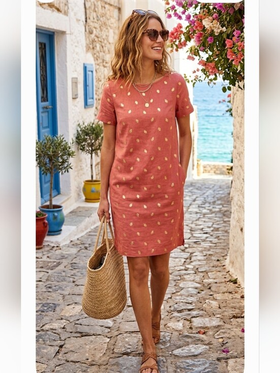 Boden Dresses & Skirts - Boden Paulina Jersey Pineapple Shirt Dress coral pink color Size 14R